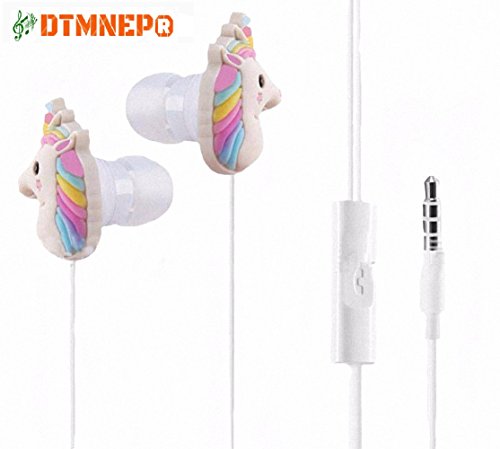 Product Cover Cartoon Earphone Best Gift Animal Unicorn Earbuds Headphones Suitable to Remote and Mic for Apple Samsung HTC Android Smartphones Tablets Hands-Free/in-Ear Style Earbuds of Electronics Wired 3.5 mm