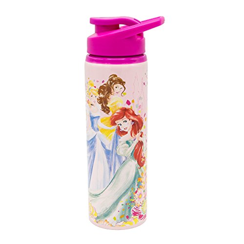 Product Cover Silver Buffalo DP110391 Disney Princess Trio Confetti Flowers Stainless Water Bottle, 25-oz
