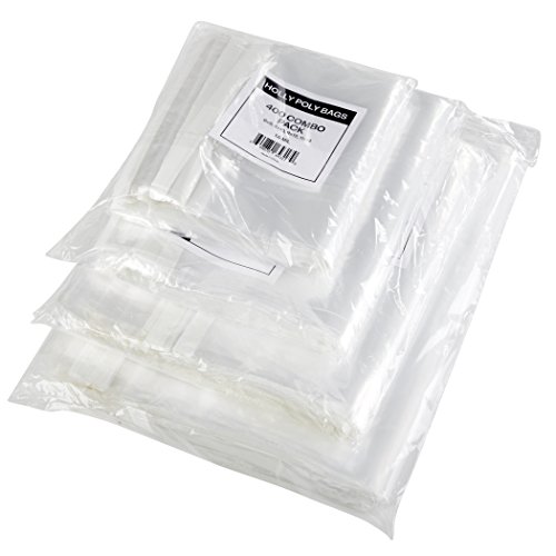 Product Cover 400 Industrial Strong Clear Poly Bag Combo Set - 100 Bags Per Size - 6x9, 8x10, 9x12, 11x14 - Super Strong Seal with Suffocation Warning