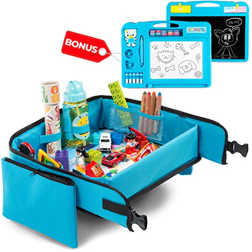 Product Cover Toddler Car Seat Travel Tray | +Bonus 2 in 1 Magnetic Doodle Board & Chalkboard | Kids Carseat Activity Tray, Lap & Play Tray for Car Seat and Stroller by Kidsmarter