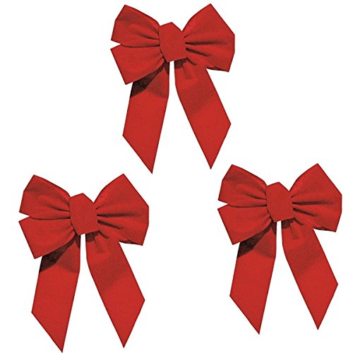 Product Cover Rocky Mountain Goods Red Bow - Christmas Wreath Bow - Great for Large Gifts - Indoor/Outdoor use - Hand Tied in USA - Waterproof Velvet - Attachment tie Included for Easy Hanging (10-Inch 3 Pack)
