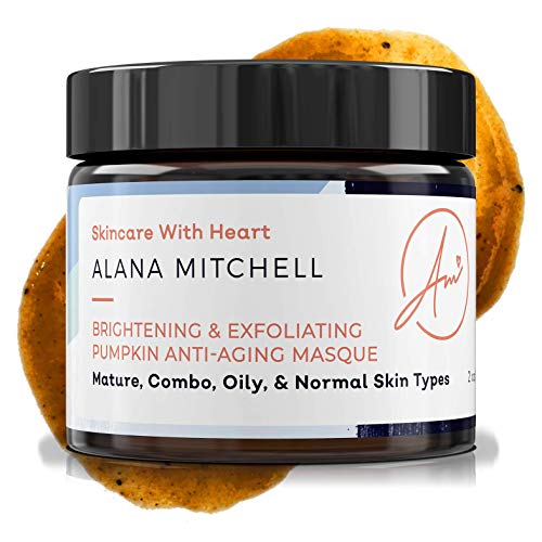 Product Cover Brightening Pumpkin Enzyme Face Mask 2oz W/Glycolic Acid, Lactic and Citric Acid - Instant Gel Exfoliating Mask For Anti Aging, Lighter, Younger Refreshed Neck and Facial Area Skin Care