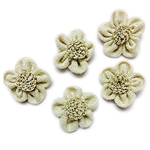 Product Cover eerafashionicing Jute Flowers Hessian Burlap Decor Event Dresses (White, 6X6 cm)