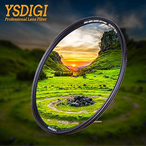 Product Cover YSDIGI 49mm UV Filter, UV Protection Lens Filter with Lens Cloth, Multi-Coated Ultraviolet UV, High Definition Schott B270 Glass, Nano Coatings, Ultra-Slim, HD UV Filter for Outdoor Photography.