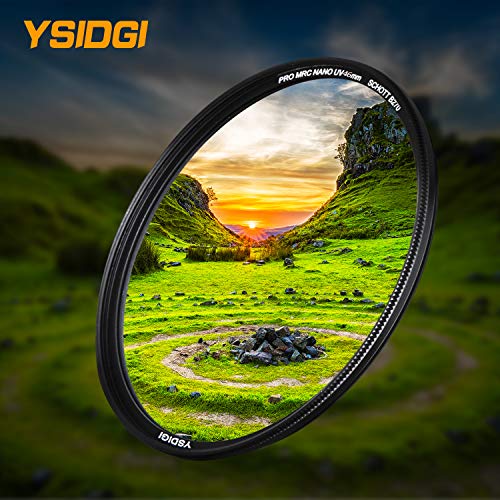 Product Cover YSDIGI 46mm UV Filter, UV Protection Lens Filter with Lens Cloth, Multi-Coated Ultraviolet UV, High Definition Schott B270 Glass, Nano Coatings, Ultra-Slim, HD UV Filter for Outdoor Photography.