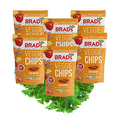Product Cover Brad's Plant Based Organic Veggie Chips, Cheddar, 6 Bags, 12 Servings Total