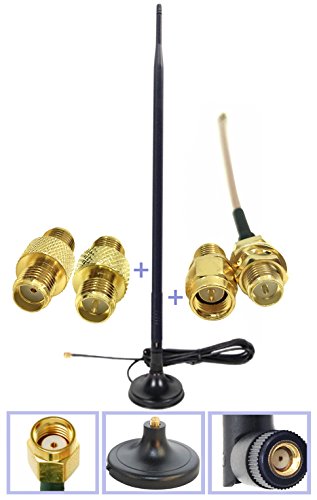 Product Cover Universal Kit Dual Band Wi-Fi 9dbi Extension Long Range Omni Directional 2.4/5Ghz Antenna RP-SMA Male Connector on Magnet Base with Connectors and Extenders