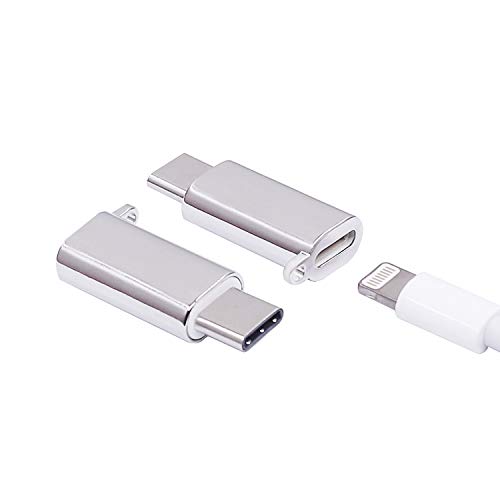 Product Cover USB-C Adapter with Keychain - iOS Cable Female to USB Type C Male,Data Sync and Charging Adapter for Galaxy Note 9 Pixel 3 (USB-C, Silver)