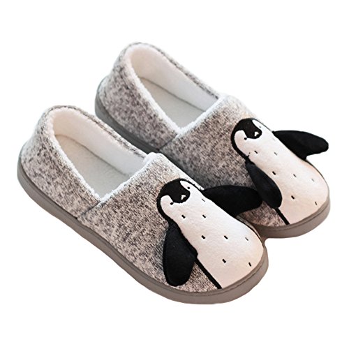 Product Cover JadeRich Unisex Penguin Animal Slippers Cozy Fleece House Shoes for Adults/Little Kids