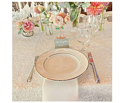 Product Cover 50''x50'' Square White Sequin Tablecloth Select Your Color & Size Can Be Available ! Sequin Overlays, Runners, Gatsby Wedding, Glam Wedding Decor, Vintage Weddings (White)