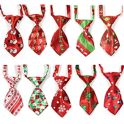 Product Cover yagopet 10pcs/Pack Dog Christmas Ties Small Cat Dog Ties Xmas Puppy Dog Neckties Bow Ties Cat Dog Ties for Christmas Festival Dog Collar Dog Accessories