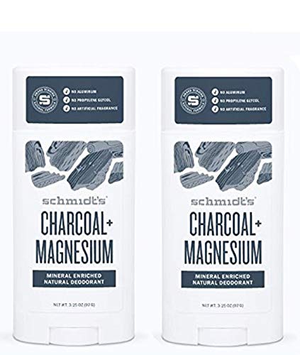 Product Cover Schmidt's Deodorant Stick Charcoal + Magnesium 3.25 oz (Pack of 2) - Free of Aluminum, Vegan, Natural and Cruelty-Free