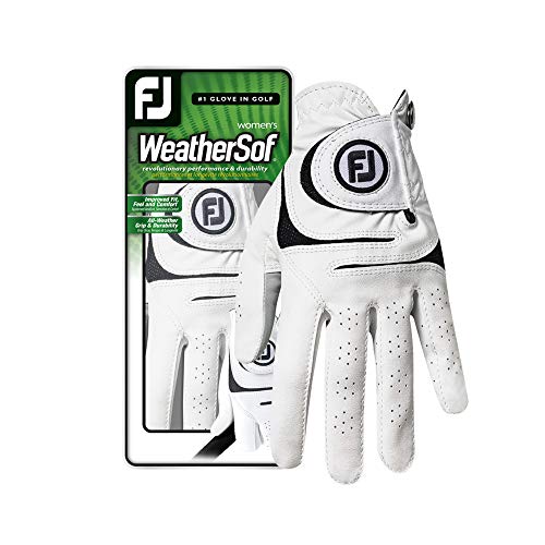 Product Cover FootJoy Women's WeatherSof Golf Glove, Pack of 2, White Medium/Large, Worn on Left Hand