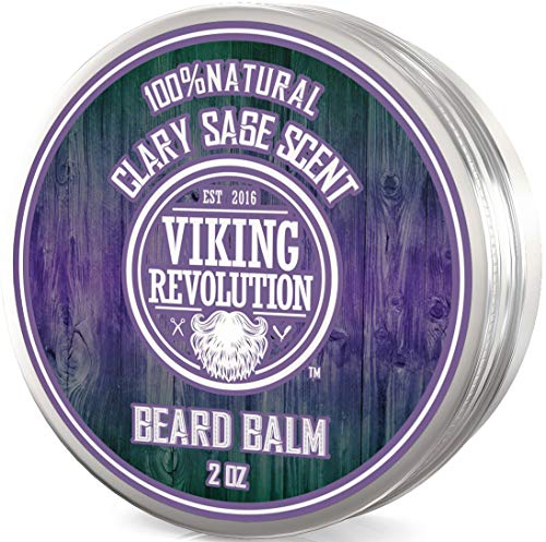 Product Cover Beard Balm with Clary Sage Scent and Argan & Jojoba Oils - Styles, Strengthens & Softens Beards & Mustaches - Leave in Conditioner Wax for Men by Viking Revolution â¦
