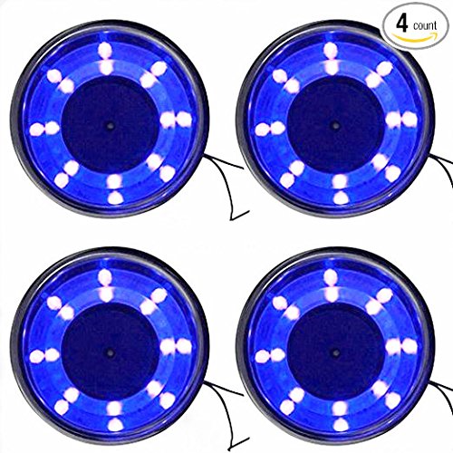 Product Cover 4 Pieces LED Stainless Steel Cup Drink Holder with Drain & LED Marine Boat Rv Camper (Blue)