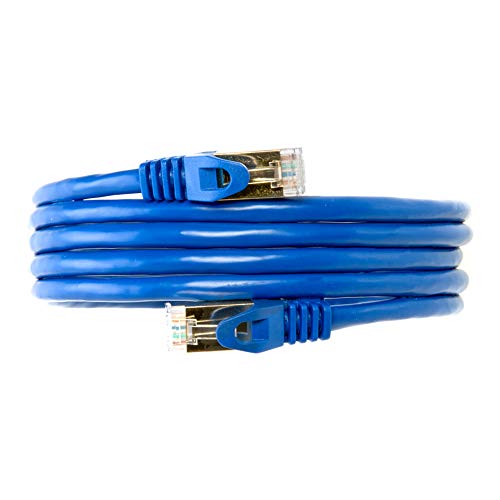 Product Cover 100FT S/FTP CAT7 Gold Plated Shielded Ethernet RJ45 Cable 10 Gigabit Ethernet Network Patch Cord (100ft, Blue)