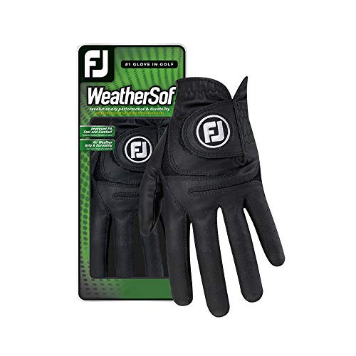 Product Cover FootJoy Men's WeatherSof Golf Glove Black Cadet Medium, Worn on Left Hand
