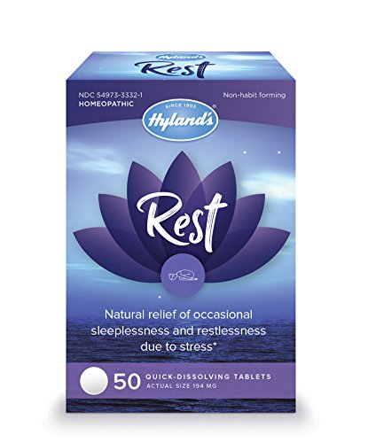 Product Cover Rest by Hyland's, Natural Stress and Insomnia Relief Supplement, Jet Lag Relief, 50 Quick-Dissolving Tablets