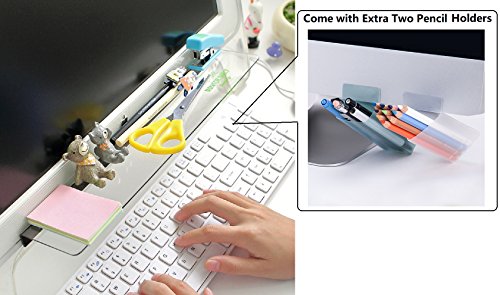 Product Cover Home-organizer Tech Notes Holder and Reminder Memo Board for Computer Monitors Screen Acrylic Message Boards Memo Pads with Two Small Desktop Storage Boxes Pencil Holders