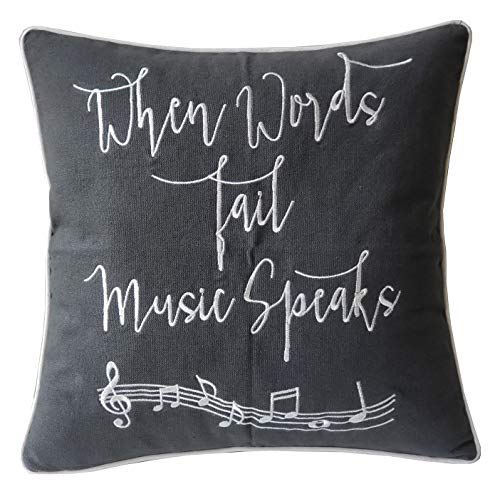 Product Cover EURASIA DECOR DecorHouzz Music Lover Embroidered Pillow Cover Gift for Music Teacher Guitar Player Piano Player Graduation Teen Wedding (18