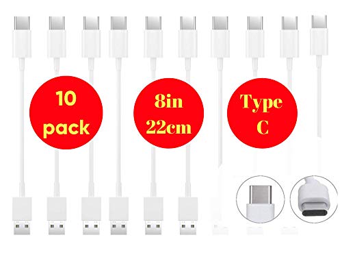 Product Cover [10 Pack] [8-inch] Short Type-C Charger Cords - These Cables Work for Samsung Galaxy S7 / S8 / Note 7 - only for Android Devices, not Compatible with iOS Products