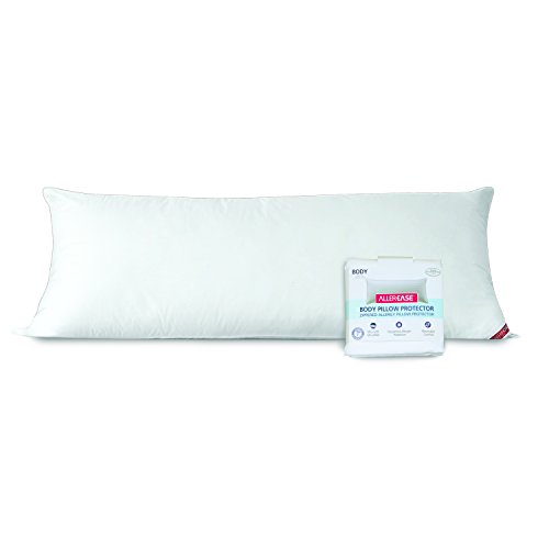 Product Cover AllerEase 100% Cotton Allergy Protection Body Pillow with Zippered Cover -Soft Body Pillow with Plush, Microfiber Cover, Allergist Recommended, Prevents Buildup of Dust Mites and Household Allergens