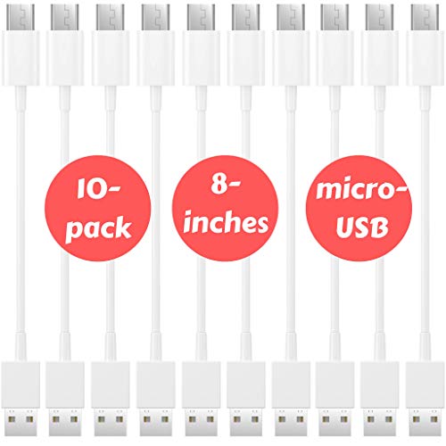 Product Cover [10 Pack][8-inch] Short Micro USB Charger Cables - Works for Google, Nexus, Samsung, Kindle Devices, Bluetooth Speaker, Portable Battery, PS4 Remote - 8 inches