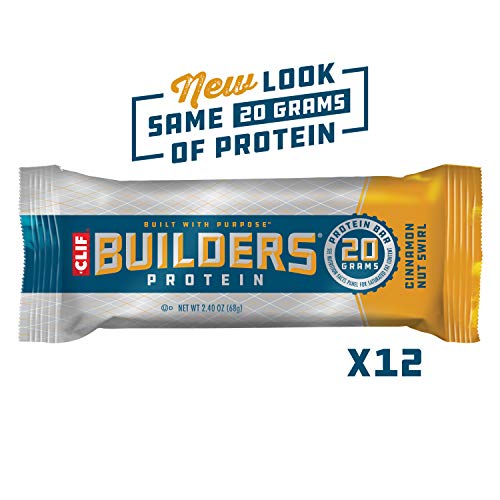 Product Cover Clif Builders - Protein Bars - Cinnamon Nut Swirl - 20g Protein (2.4 Ounce, 12 Count) (Now Gluten Free)