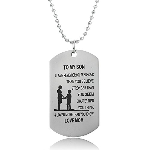 Product Cover Always Remember You are Braver Than You Believe Mom to Son Necklace Gift from Mother