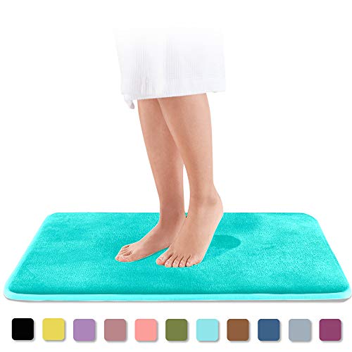 Product Cover Genteele Memory Foam Bath Mat Non Slip Absorbent Super Cozy Velvet Bathroom Rug Carpet (20 inches X 32 inches, Teal)