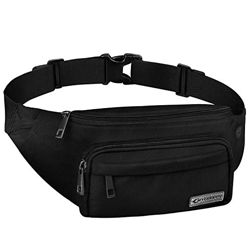 Product Cover MYCARBON Fanny Pack for Men and Women, Large Fanny Pack Waist Pack Bag Cute Hip Bum Non-Bounce Belt Non-Slip Cotton Durable Pouch with Adjustable Strap for Outdoors Casual Travel Hiking Black