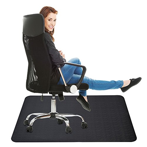 Product Cover Office Chair Mat for Hard Floor : 35x47 inches Straight Edge Rectangular Sturdy Multi-Purpose Polyethylene + EVA Desk Mat for Home & Office Floor Protection - Black