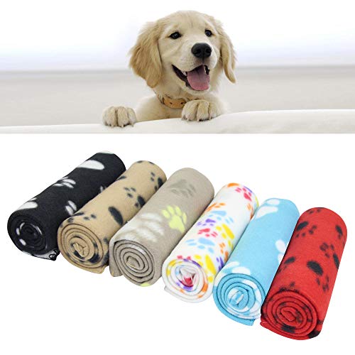 Product Cover AK KYC 6 Pack Mixed Puppy Blanket Cushion Dog Cat Fleece Blankets Pet Sleep Mat Pad Bed Cover with Paw Print Kitten Soft Warm Blanket for Animals