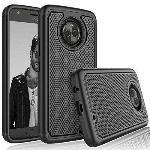Product Cover Tekcoo for Moto X4 Case / 2017 Motorola Moto X 4th Generation Sturdy Case, [Tmajor] Shock Absorbing [Black] Rubber Silicone & Plastic Scratch Resistant Bumper Grip Rugged Hard Cases Cover