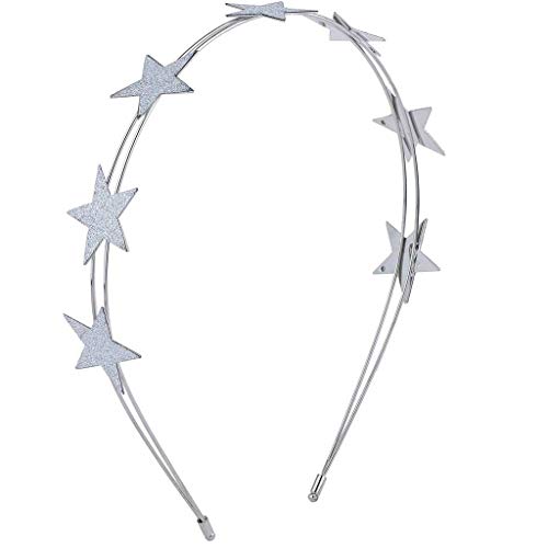 Product Cover Lux Accessories Silver Tone Glitter Star Celestial Double Row Wire Headband