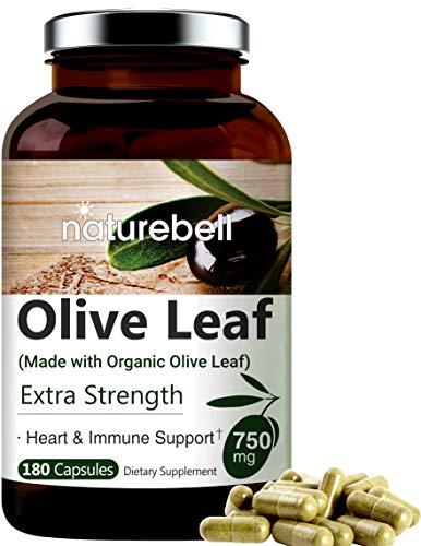 Product Cover NatureBell HM180C Organic Olive Leaf Extract 750mg, Active Polyphenols and Oleuropein, Strongly Supports Immune and Cardiovascular Health, Non-GMO, Made In USA,180 Capsules