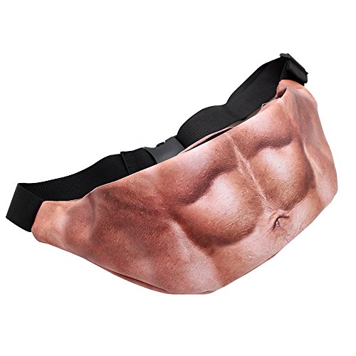Product Cover Dad Bag Fake Belly Waist Pack Unisex Fanny Pack Waist Stash with Adjustable Belt (One size fits all, Muscle)