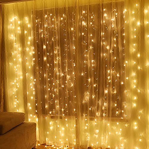 Product Cover Twinkle Star 600 LED Window Curtain String Light for Wedding Party Home Garden Bedroom Outdoor Indoor Wall Christmas Decorations, Warm White