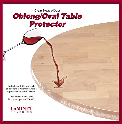 Product Cover LAMINET - Plastic Elastic Fitted Table Cover Protector - Clear - Oblong/Oval - Fits Tables up to 48