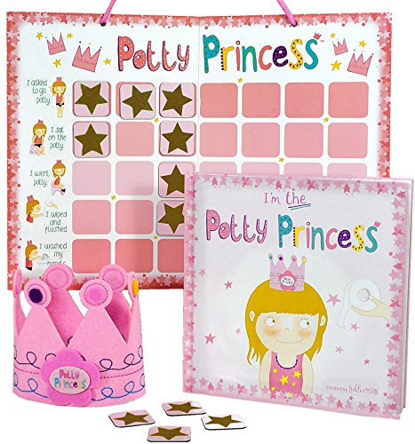 Product Cover Princess Potty Training Gift Set with Book, Potty Chart, Star Magnets, and Reward Crown for Toddler Girls. Comes in Castle Gift Box.