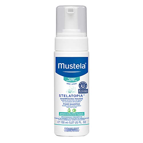 Product Cover Mustela Stelatopia Foam Shampoo, Baby Shampoo, for Eczema-Prone Skin, with Natural Avocado Perseose, Fragrance-Free, 5.07 Ounce