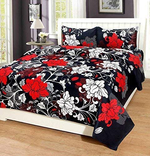 Product Cover AEROHAVEN 180 TC Microfibre Single 3D Luxury Bedsheet with 1 Pillow Cover - Floral, Black - (Single Bed(60 x 90 inch))