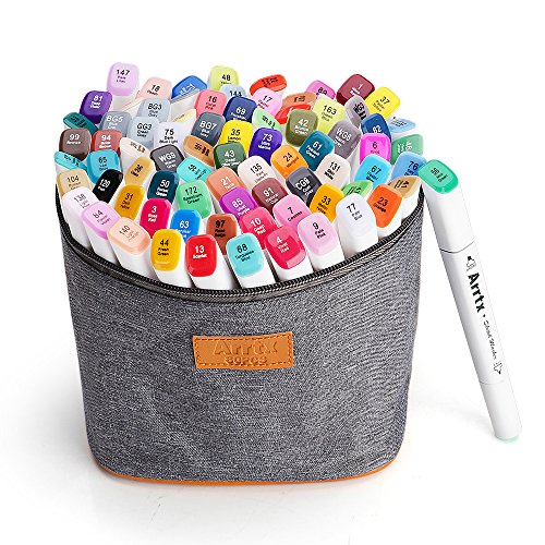 Product Cover 80 Colors Arrtx Alcohol Based Art Markers Dual Tip with Carry Bag, Artist Drawing Marker Pen Set for Sketch Paint Design Draft Writing Highlighting
