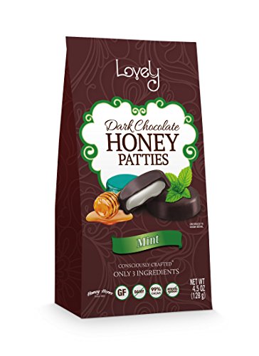 Product Cover Mint Dark Chocolate Honey Patties - Lovely Co. 4.5oz Bag - Consciously Crafted with ONLY 3 Ingredients | 99% Cacao, DAIRY-FREE & Gluten-Free