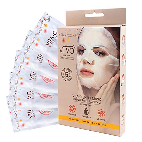 Product Cover Vitamin C Brightening Sheet Mask - Vitamin C Sheet Mask for Anti Aging - Dark Spot Mask with Collagen - Vitamin C Mask For Healthy Skin from Vivo Per Lei (1 Pack)