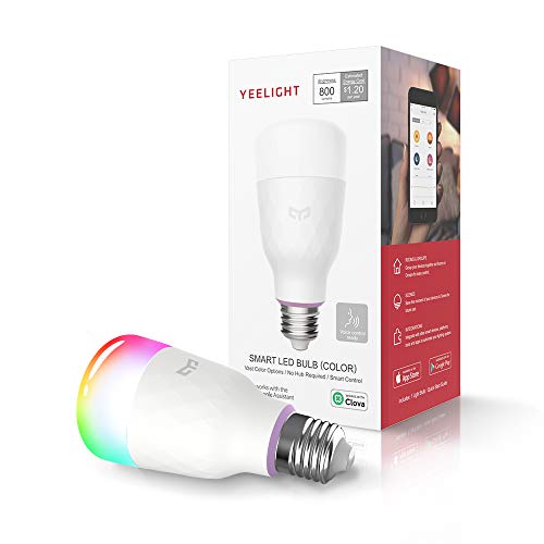 Product Cover YEELIGHT Smart LED Bulb, Multi Color Rgb, Wi-Fi, Dimmable, 60W Equivalent, E26 110V, Smartphone Controlled, Compatible with Alexa, 1-Pack