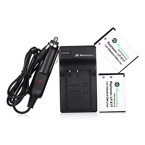 Product Cover Powerextra 2 Pack Replacement Canon LP-E17 Battery and Charger Compatible with Canon EOS Rebel T6i, Rebel T6s, Rebel T7i, 750D, 760D, 8000D, Kiss X8i, 800D, 77D, 200D, EOS SL2 Camera- Upgraded