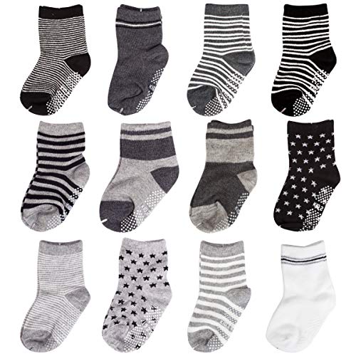 Product Cover CIEHER Baby Boy Socks, 12 Pairs Non Skid Infant Socks for Baby, Anti-Slip Baby Socks with Grip, 12 Colors