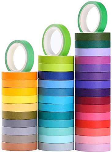 Product Cover 40 Rolls Washi Tape Set, Decorative Masking DIY Tapes for Children and Gifts Warpping (Mix)