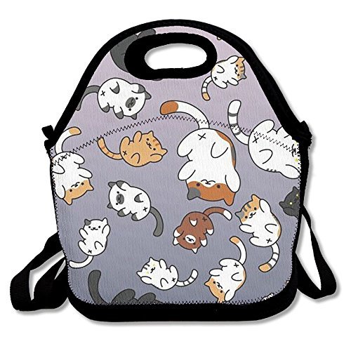 Product Cover Tie Dye Kitty Cat Graphic Lunch Bags Insulated Travel Picnic Lunchbox Tote Handbag With Shoulder Strap For Women Teens Girls Kids Adults